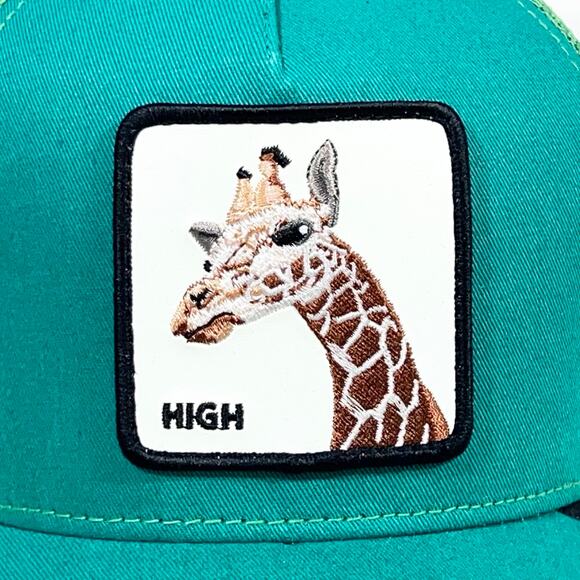 Goorin Bros The Farm High Giraffe Trucker Snapback Hat Cap Green Brown New - Picture 5 of 6